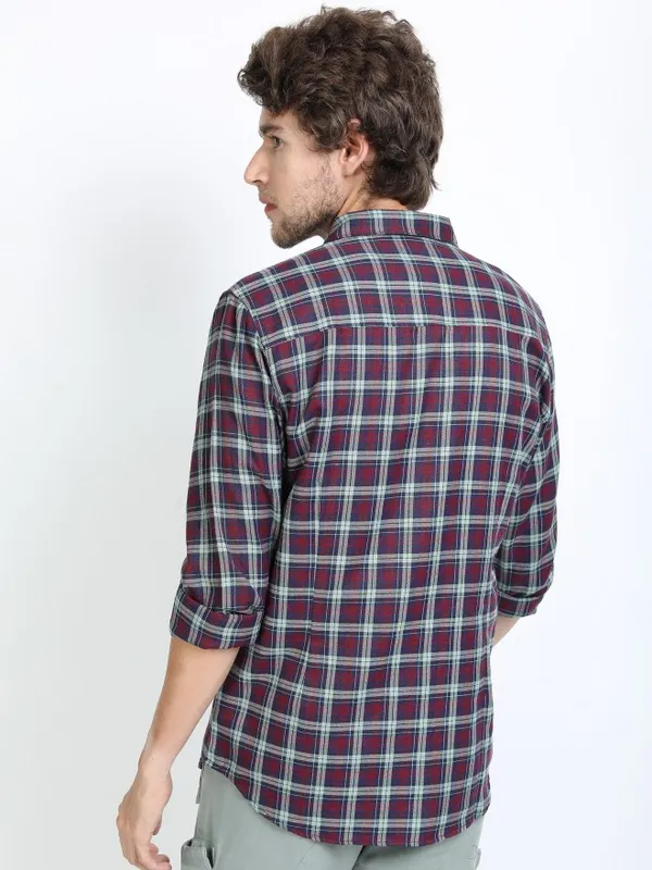  Ketch Men Red Checked Slim Fit Casual Shirts
