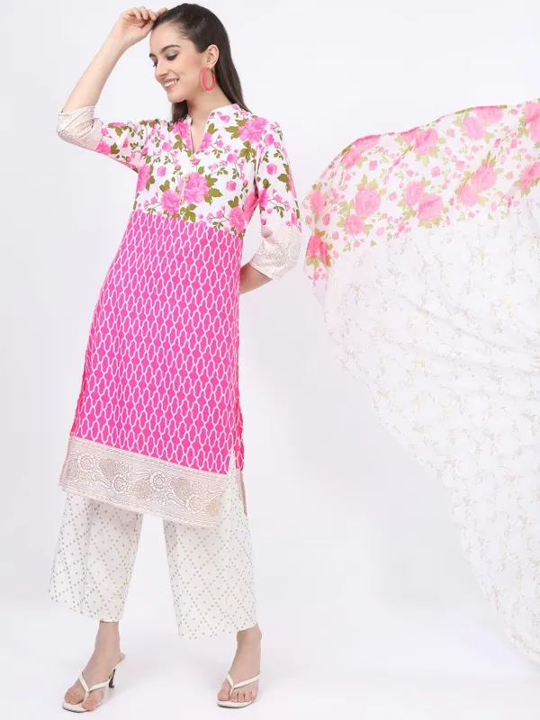  Vishudh Women Beige Printed Kurta Sets