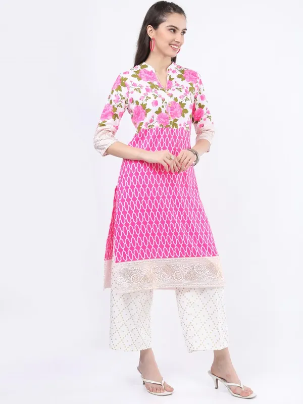  Vishudh Women Beige Printed Kurta Sets