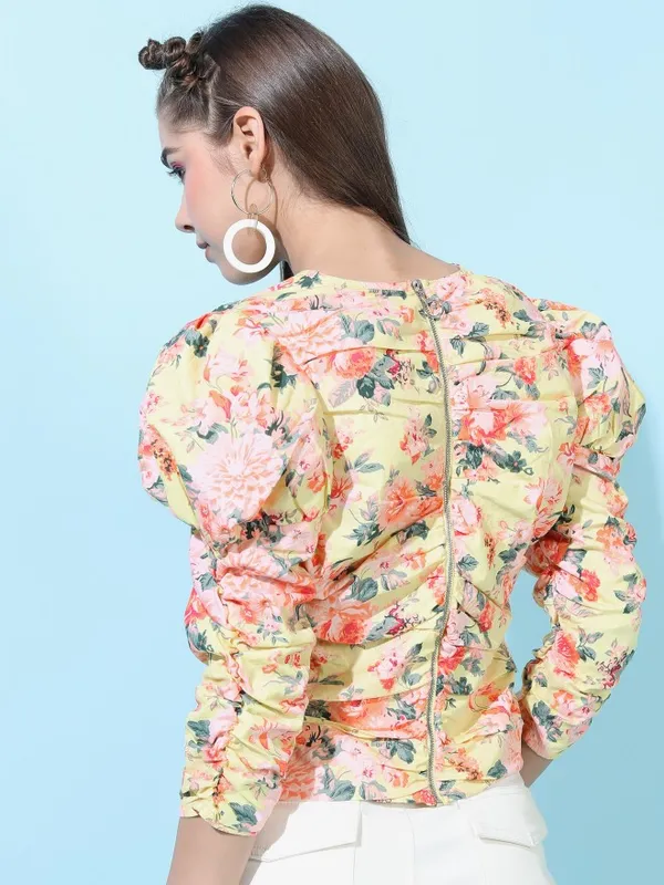  Tokyo Talkies Women Yellow Printed Regular Tops