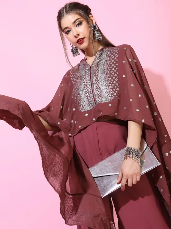  Vishudh Women Maroon Printed Kurta Sets