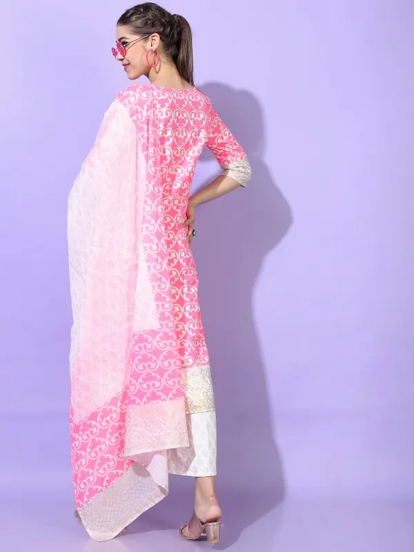  Vishudh Women Pink Printed Kurta Sets