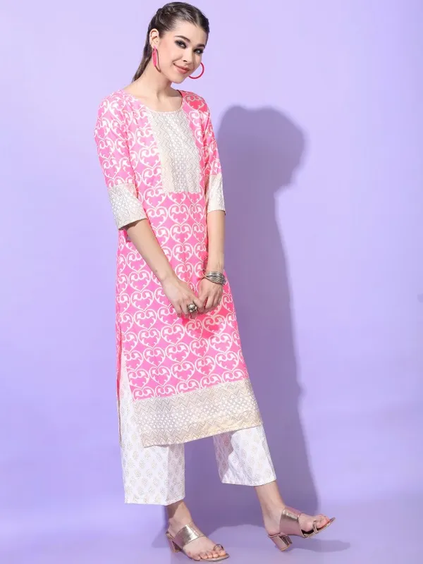  Vishudh Women Pink Printed Kurta Sets