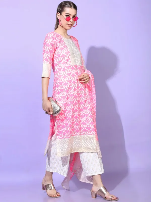  Vishudh Women Pink Printed Kurta Sets