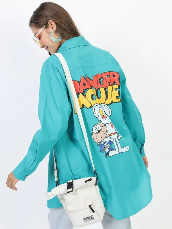  Tokyo Talkies Women Teal Printed Casual Shirts