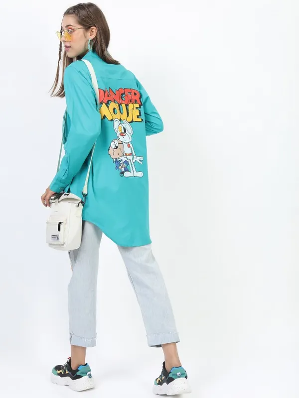  Tokyo Talkies Women Teal Printed Casual Shirts