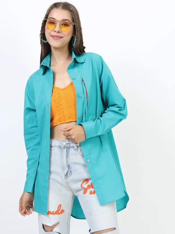  Tokyo Talkies Women Teal Printed Casual Shirts
