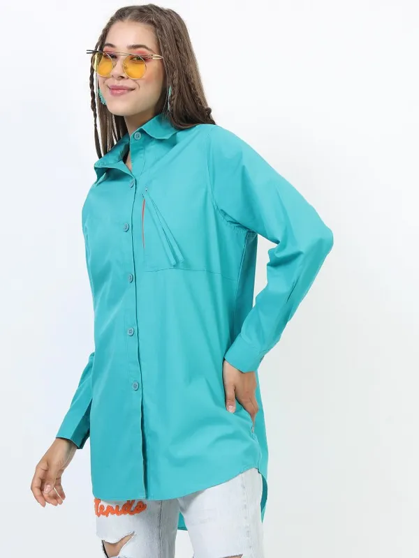  Tokyo Talkies Women Teal Printed Casual Shirts