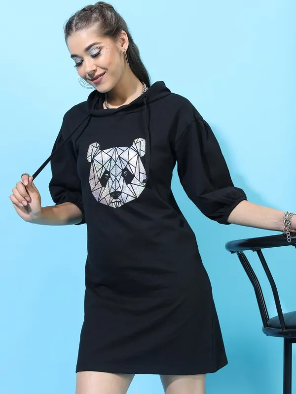  Tokyo Talkies Women Black Printed Dresses