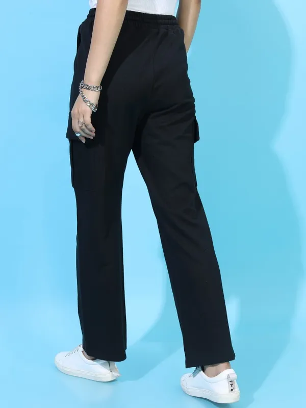  Tokyo Talkies Women Black Bootcut Track Pants
