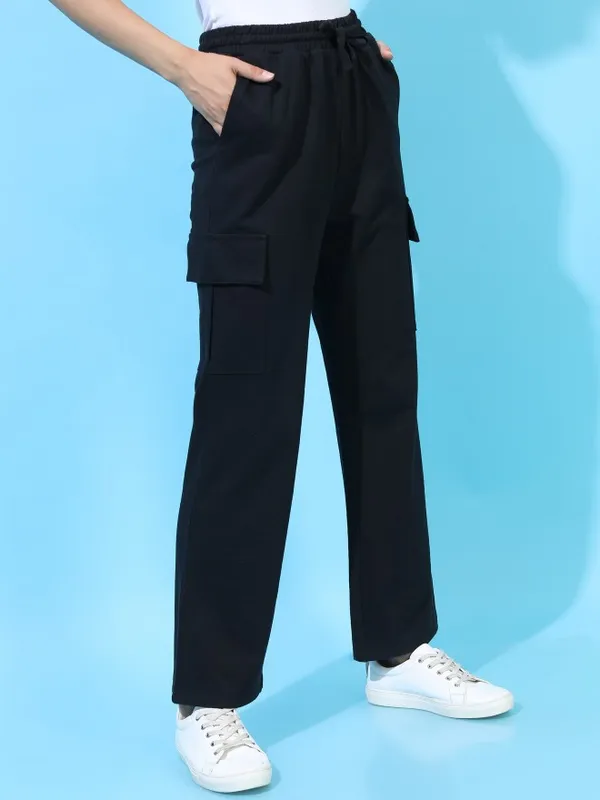  Tokyo Talkies Women Black Bootcut Track Pants
