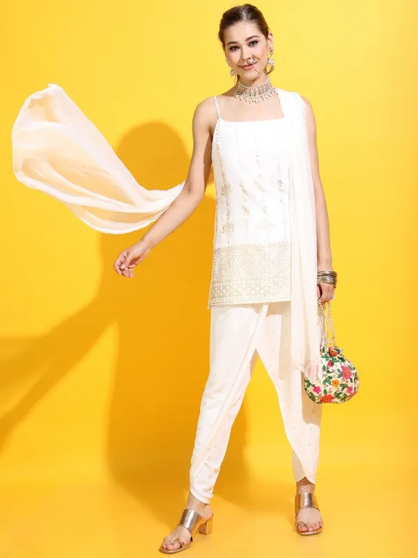  Vishudh Women Off White Printed Kurta Sets