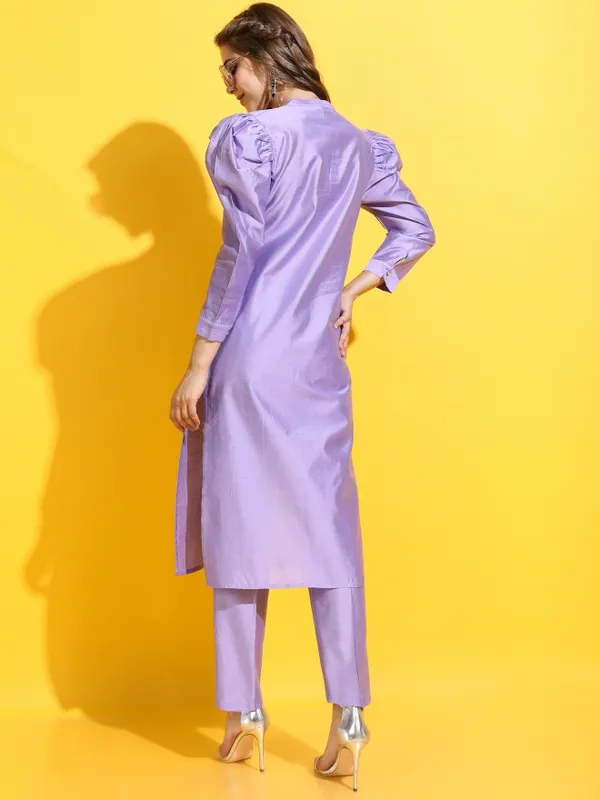  Vishudh Women Mauve Solid Kurta Sets