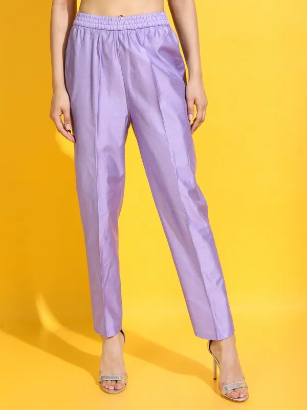  Vishudh Women Mauve Solid Kurta Sets