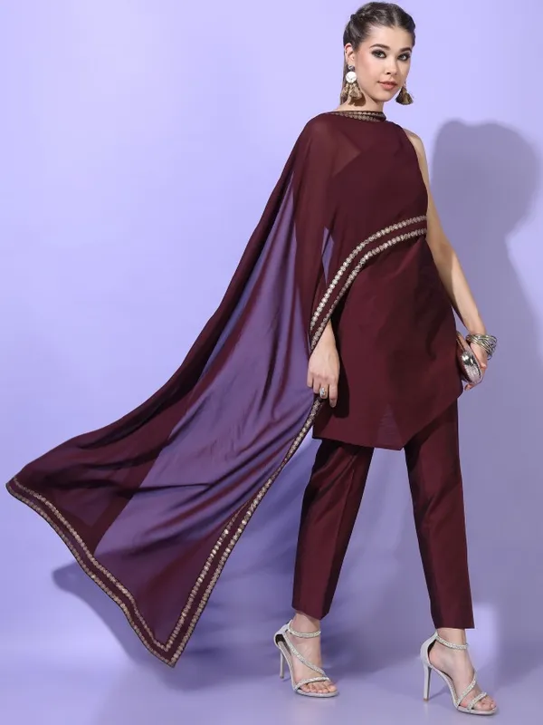  Vishudh Women Maroon Printed Kurta Sets