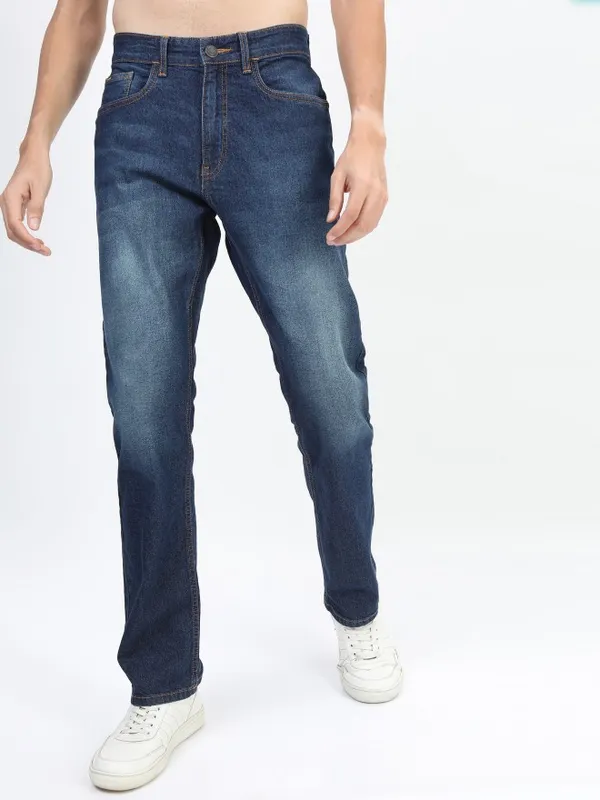  Highlander Men Blue Straight Fit Clean Look Jeans