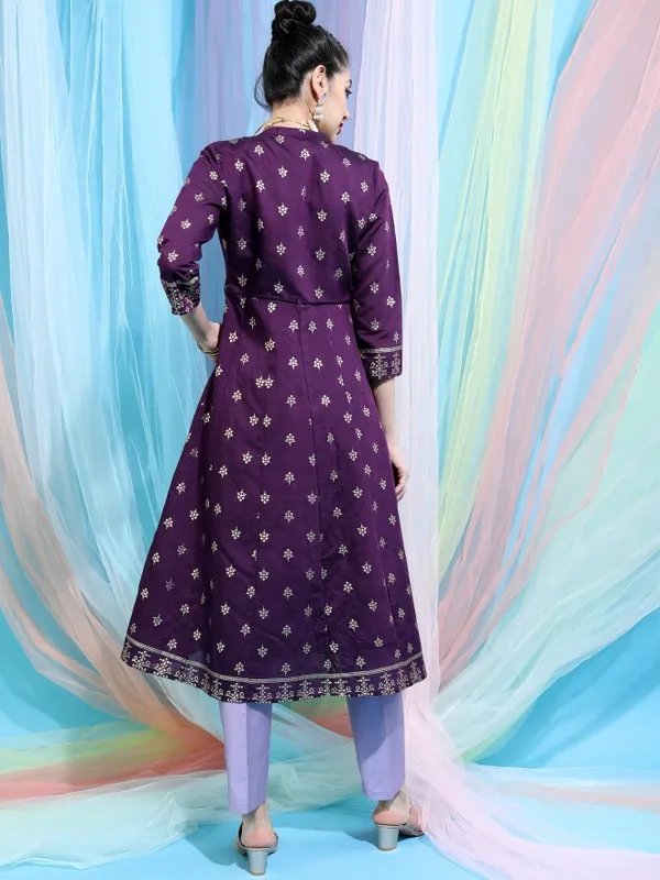  Vishudh Women Purple Printed Kurta Sets