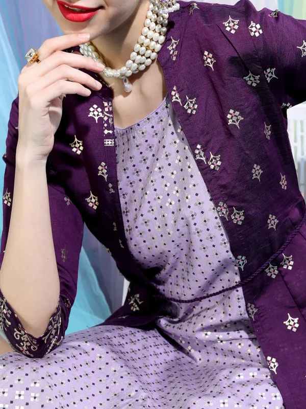  Vishudh Women Purple Printed Kurta Sets
