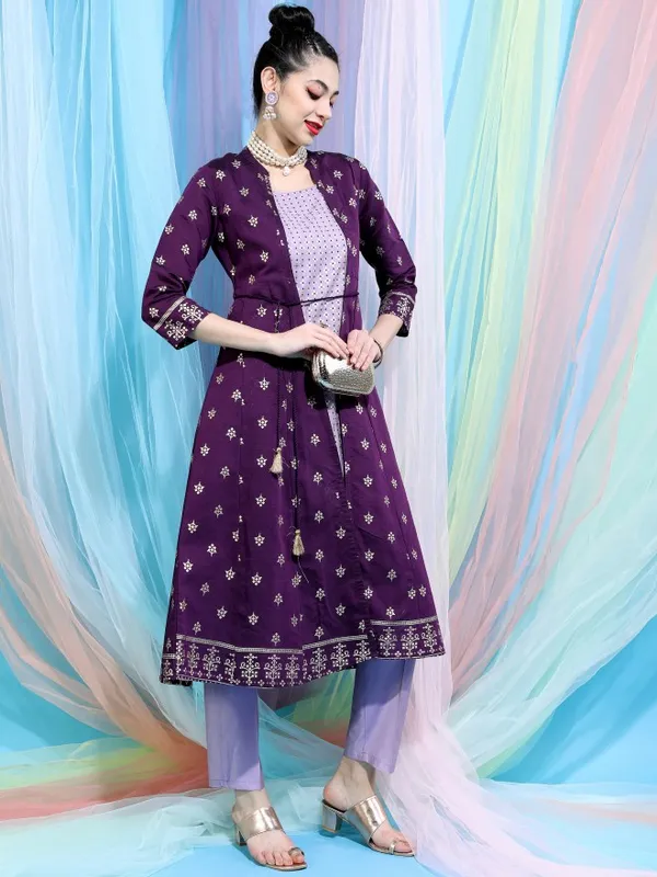  Vishudh Women Purple Printed Kurta Sets