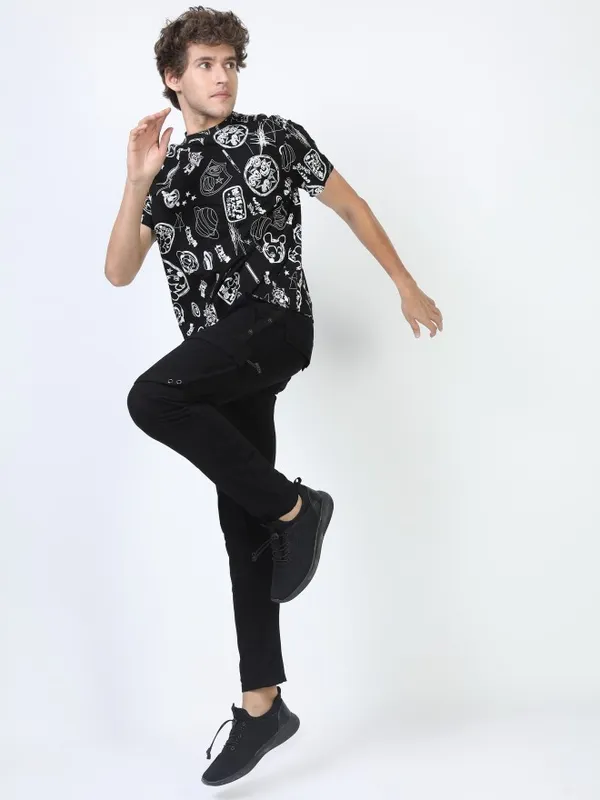  Ketch Men Black Regular Fit Solid Casual Trousers