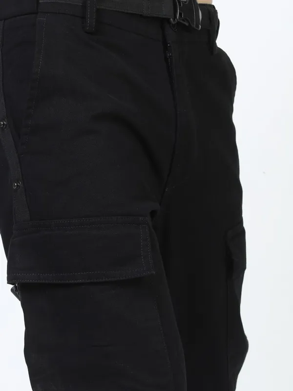  Ketch Men Black Regular Fit Solid Casual Trousers