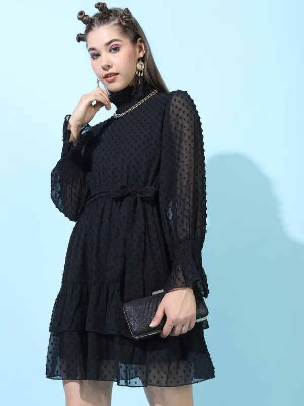  Tokyo Talkies Women Black Printed Fit And Flare Dresses