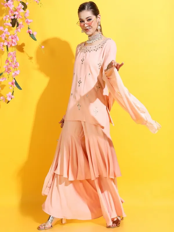  Vishudh Women Beige Printed Kurta Sets