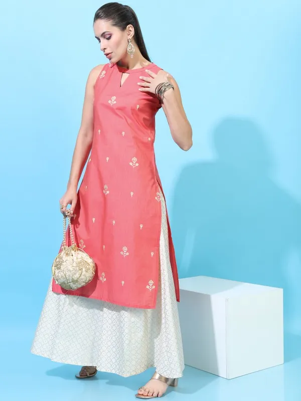  Vishudh Women Pink Printed Kurta Sets