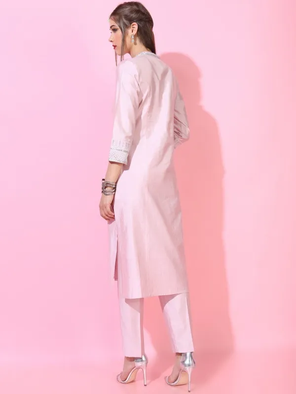 Vishudh Women Pink Solid Kurta Sets