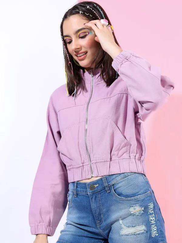 Tokyo Talkies Women Purple Denim Jacket Jackets