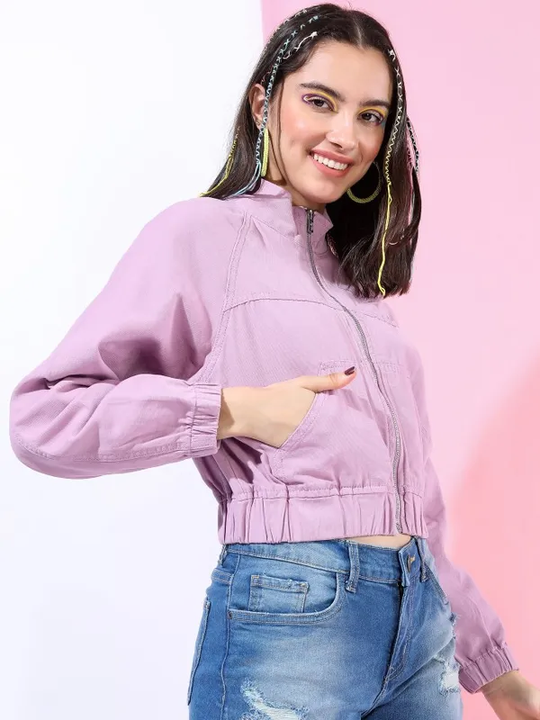  Tokyo Talkies Women Purple Denim Jacket Jackets
