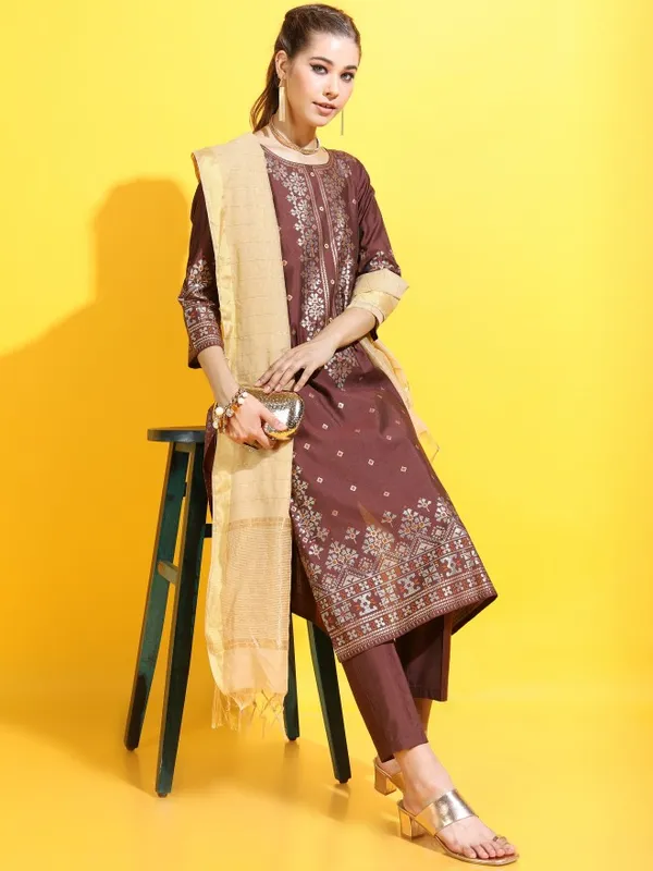  Vishudh Women Maroon Printed Kurta Sets