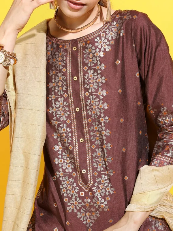  Vishudh Women Maroon Printed Kurta Sets