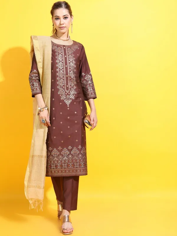  Vishudh Women Maroon Printed Kurta Sets