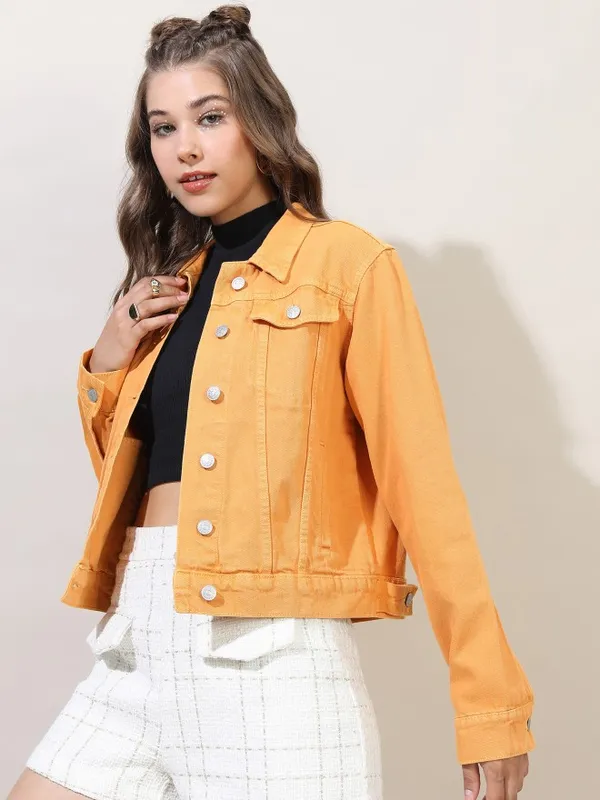  Tokyo Talkies Women Yellow Denim Jacket Jackets