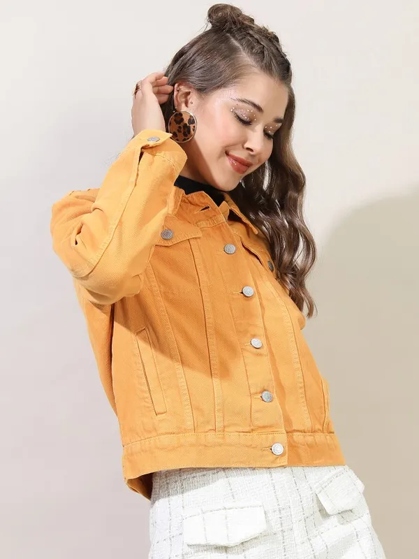  Tokyo Talkies Women Yellow Denim Jacket Jackets