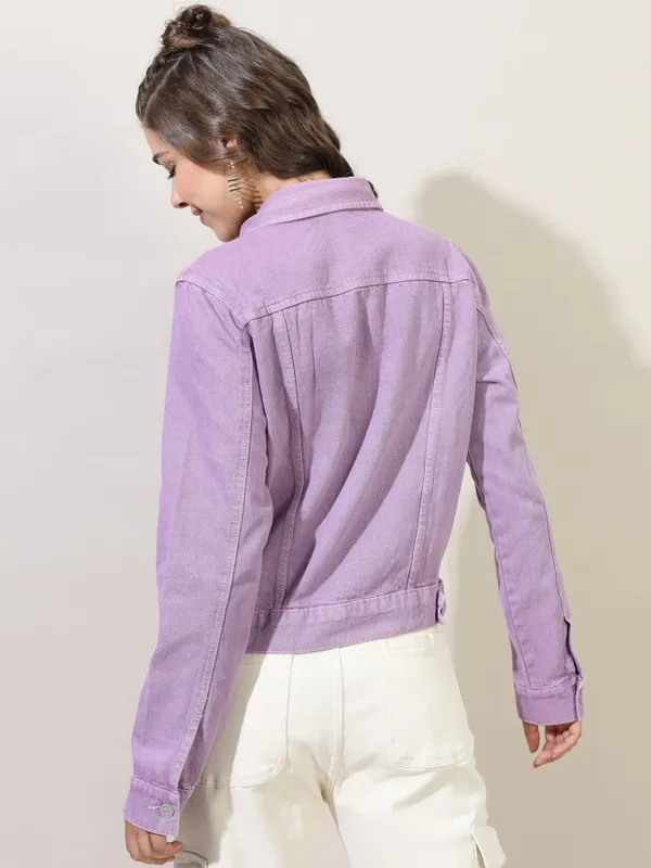  Tokyo Talkies Women Violet Denim Jacket Jackets