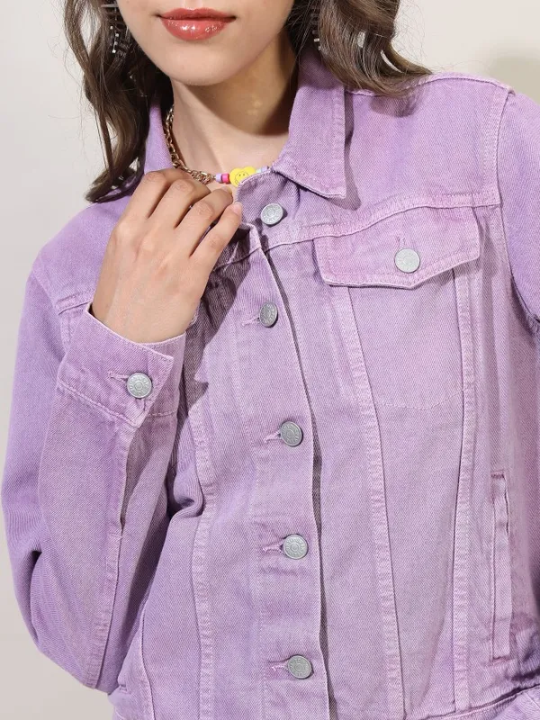  Tokyo Talkies Women Violet Denim Jacket Jackets