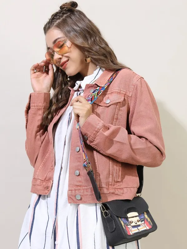  Tokyo Talkies Women Pink Denim Jacket Jackets