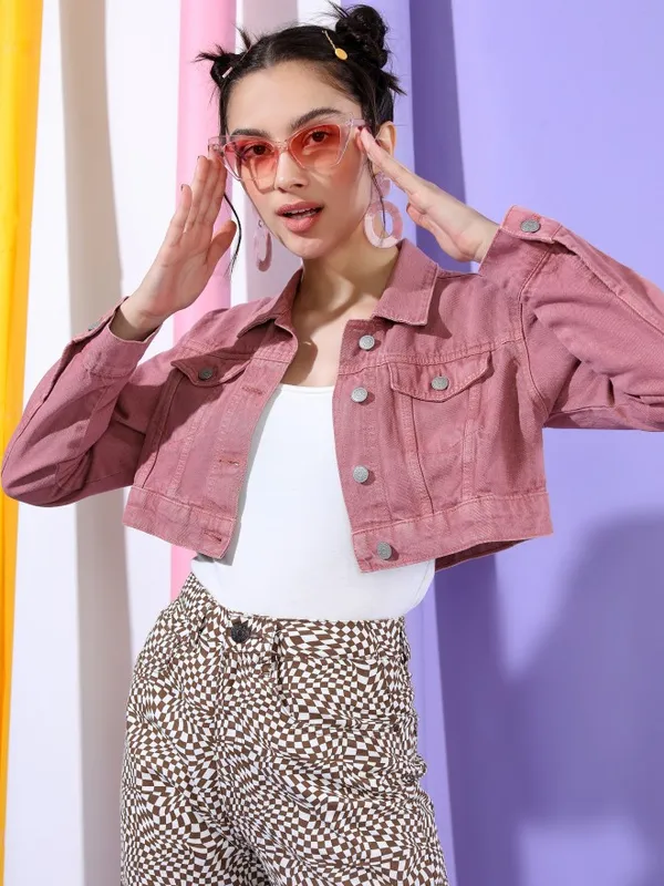  Tokyo Talkies Women Rose Denim Jacket Jackets