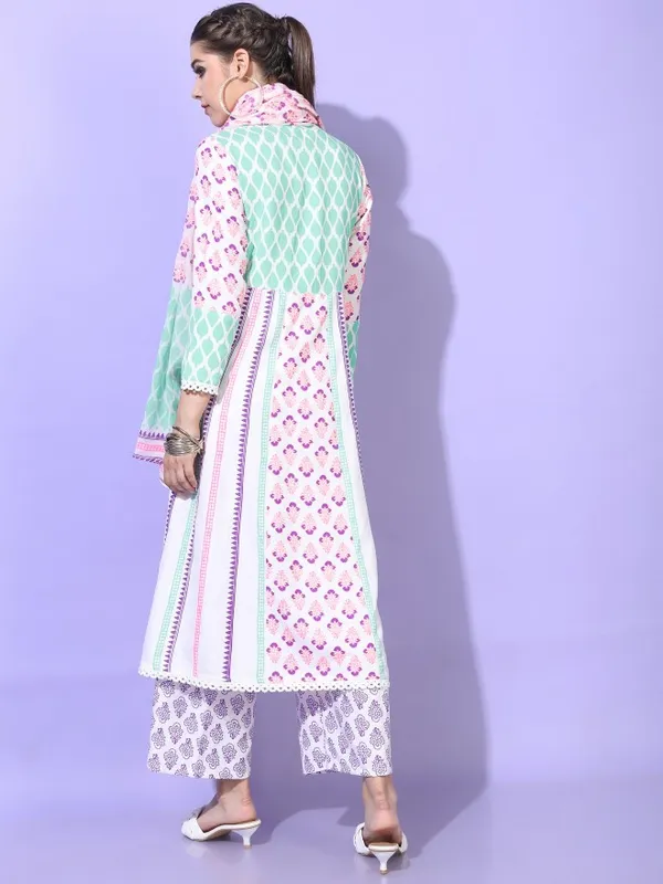  Vishudh Women White Printed Kurta Sets