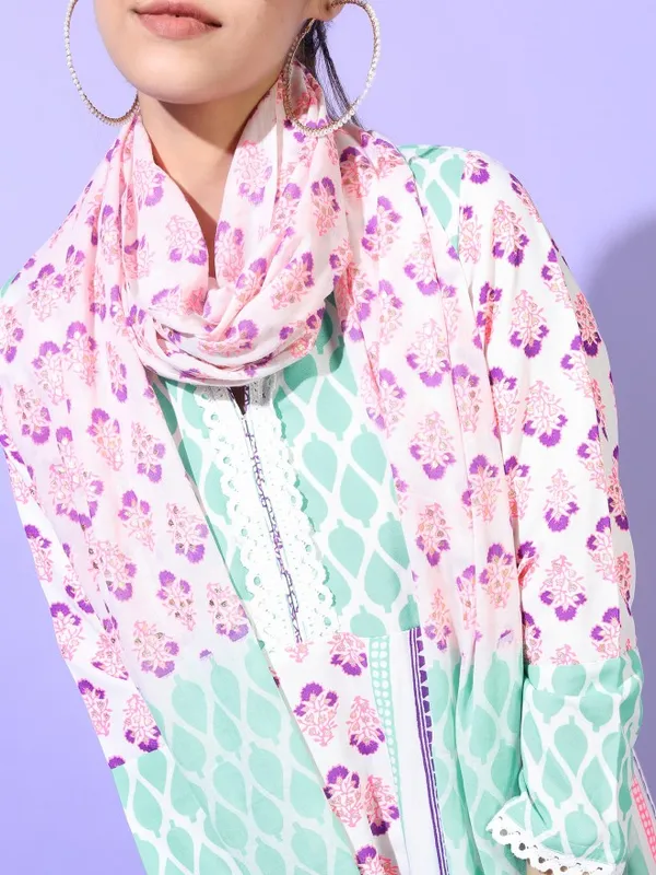  Vishudh Women White Printed Kurta Sets