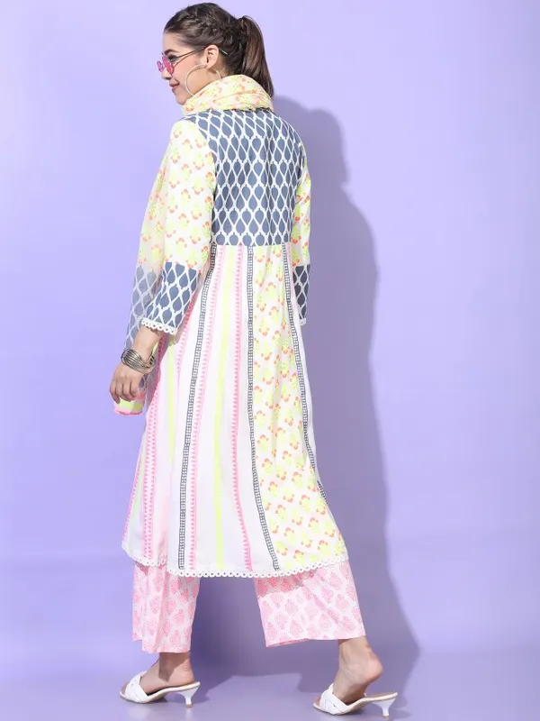  Vishudh Women White Printed Kurta Sets