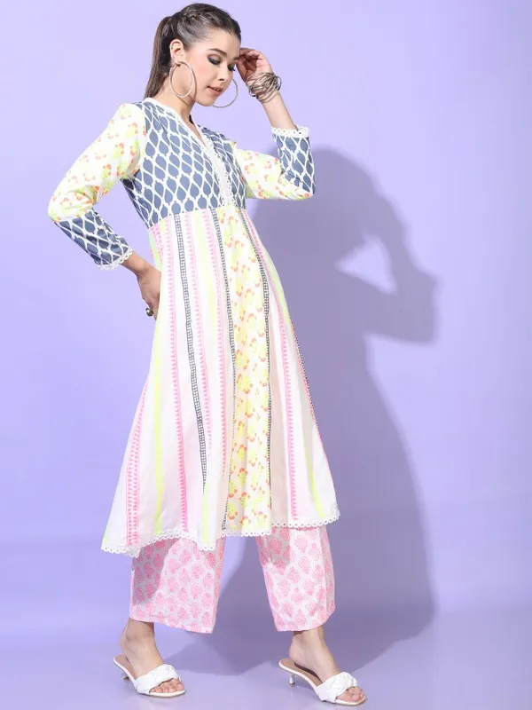  Vishudh Women White Printed Kurta Sets