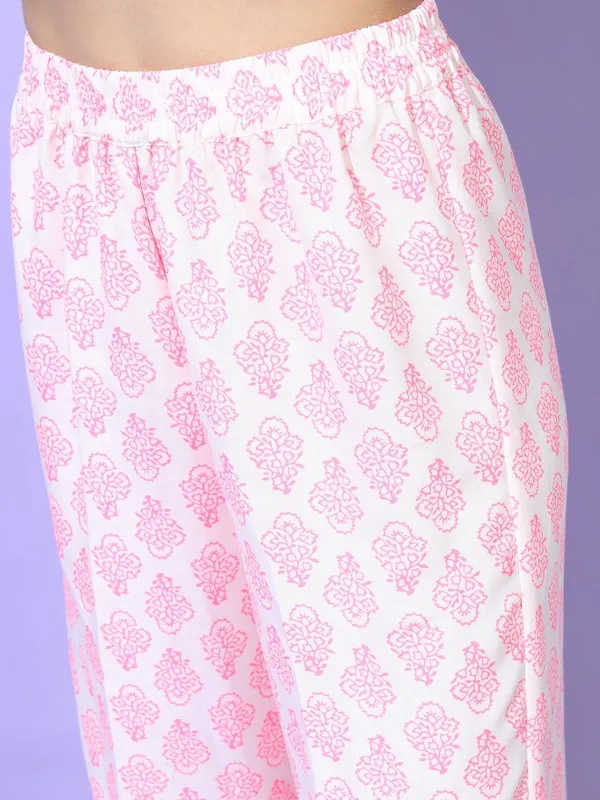  Vishudh Women White Printed Kurta Sets