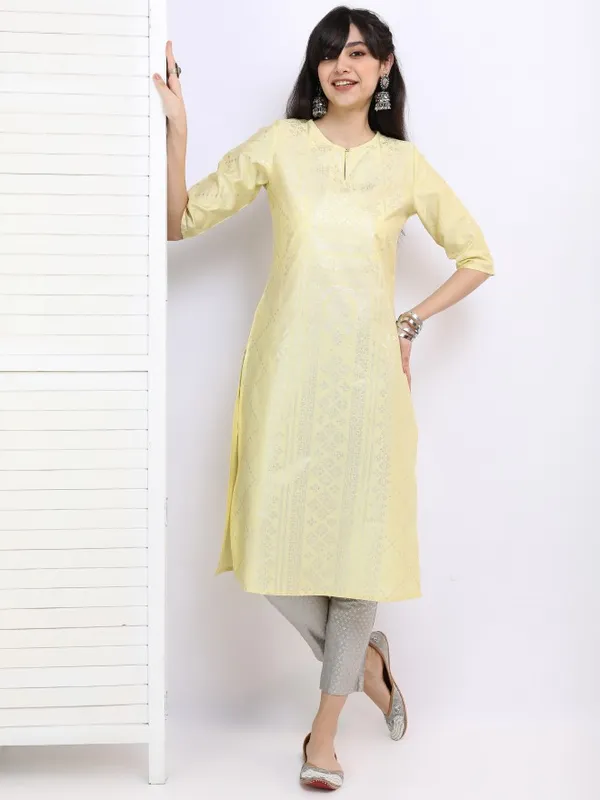  Vishudh Women Yellow Printed Straight Kurtas