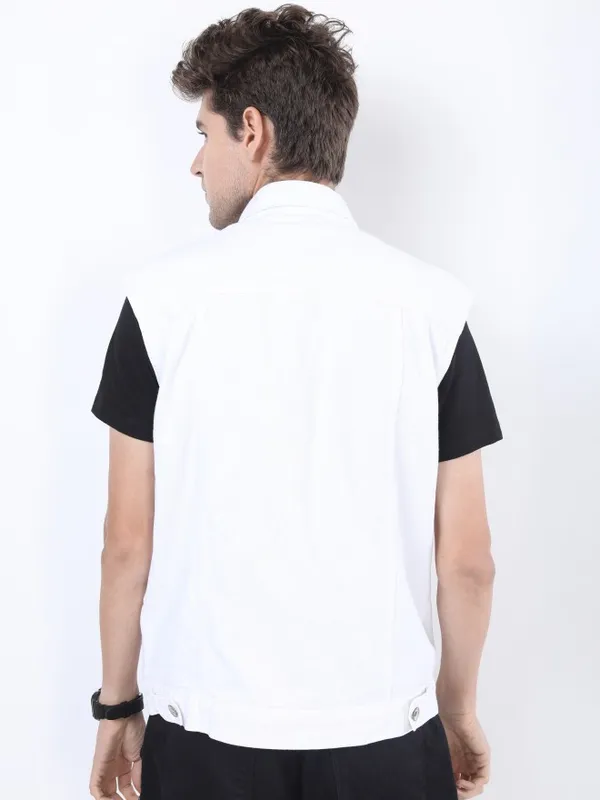  Locomotive Men White Solid Open Front Jacket Jackets