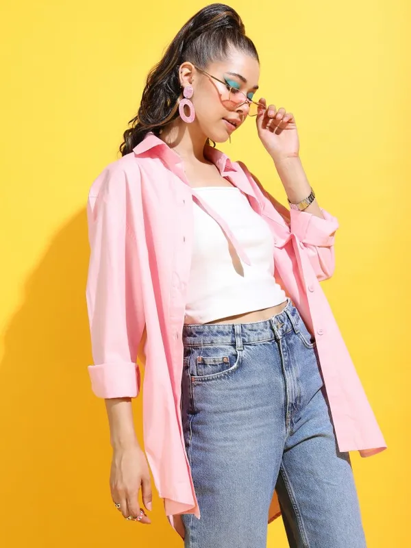  Tokyo Talkies Women Pink Printed Casual Shirts