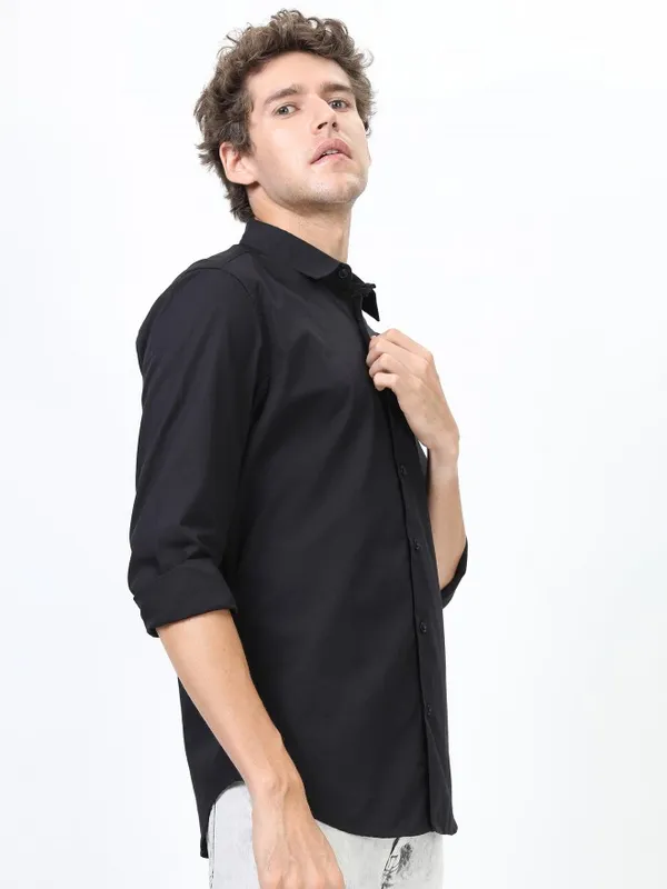  Ketch Men Black Printed Slim Fit Casual Shirts