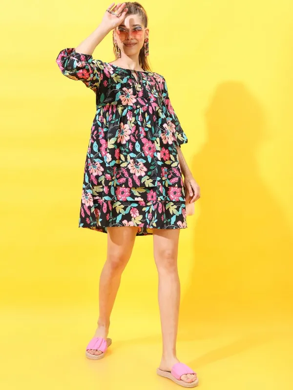Printed A-Line Dress